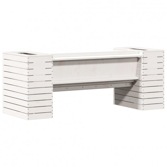 Banc avec jardinières blanc 167,5x60x65 cm bois massif de pin