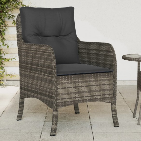 Chaises de jardin avec coussins lot de 2 gris résine tressée