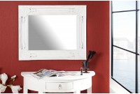 Miroir mural 55 cm en bois teinté blanc