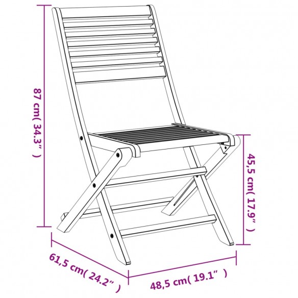 Chaises pliables de jardin 2 pcs bois massif d'acacia