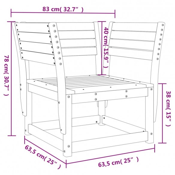 Chaise de jardin cire marron bois de pin massif