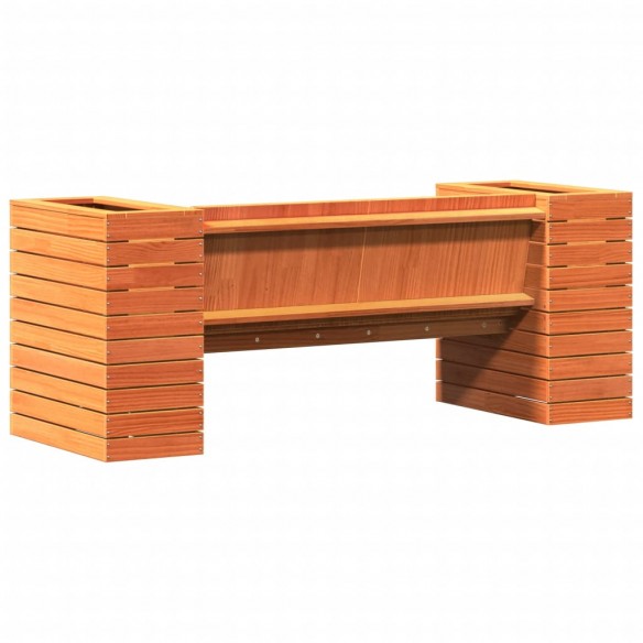 Banc avec jardinières cire marron 167,5x60x65cm bois massif pin