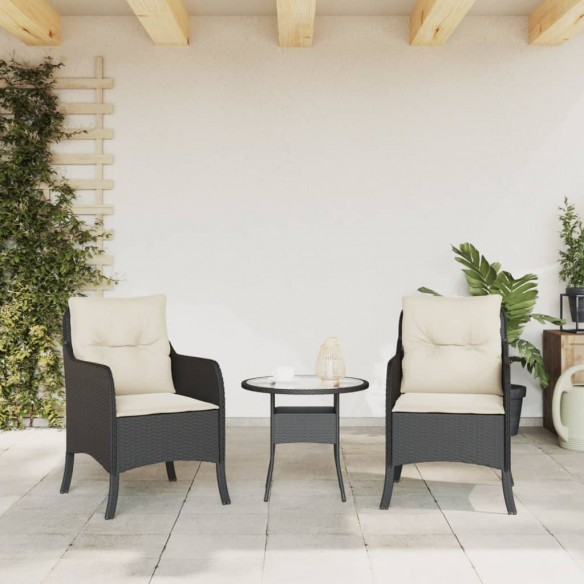 Chaises de jardin avec coussins 2 pcs noir résine tressée