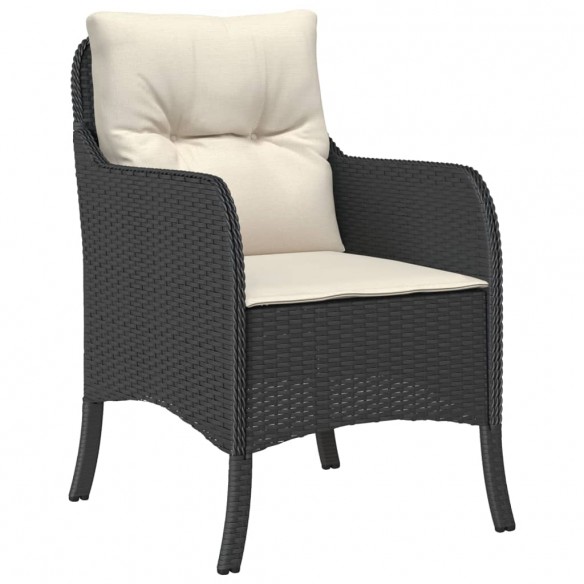 Chaises de jardin avec coussins 2 pcs noir résine tressée