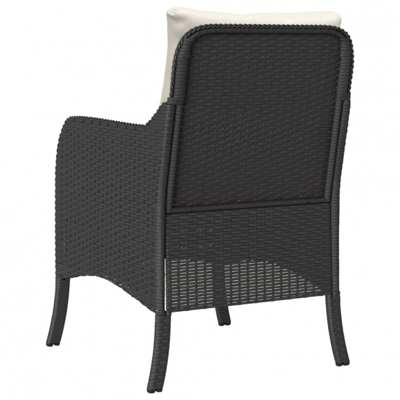 Chaises de jardin avec coussins 2 pcs noir résine tressée