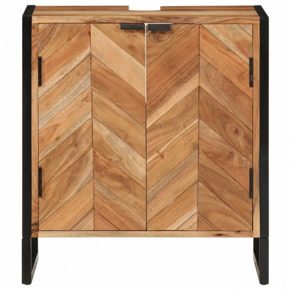 Armoire de salle de bain bois massif d'acacia et fer