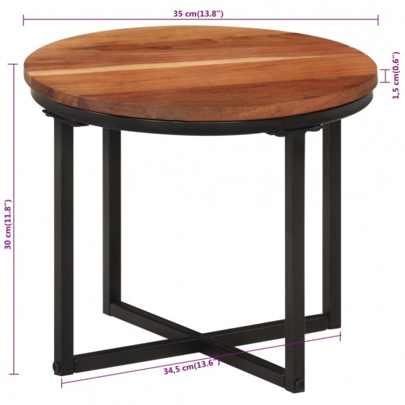 Table basse 35x35x30 cm bois massif acacia et fer