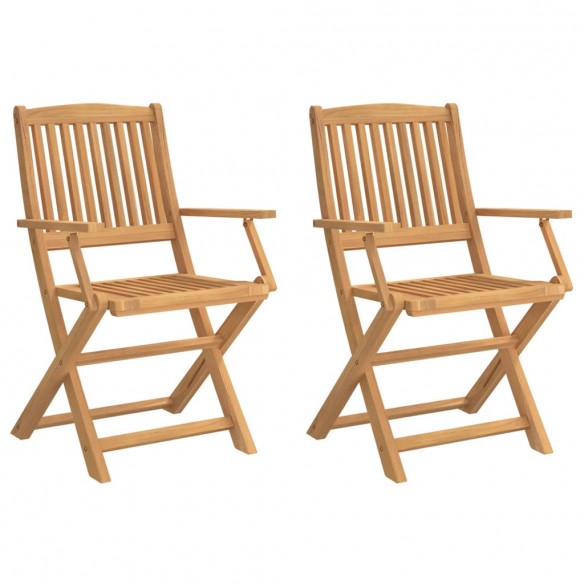 Chaises pliables de jardin 2 pcs bois massif d'acacia