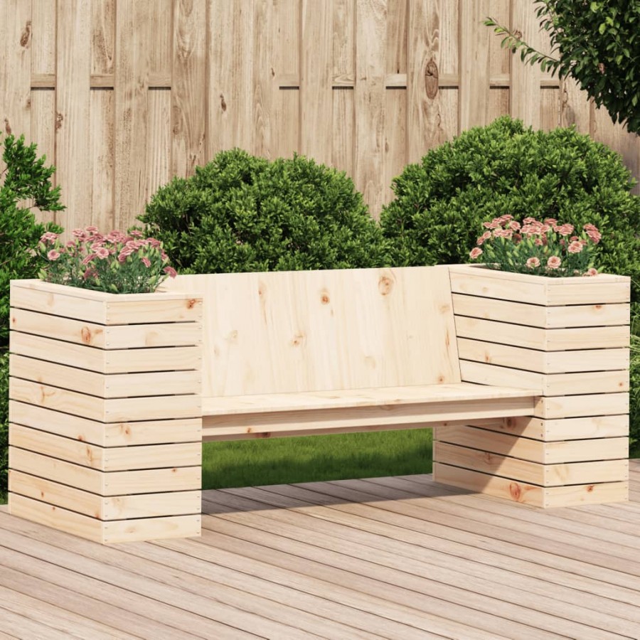 Banc avec jardinières 167,5x60x65 cm bois massif de pin