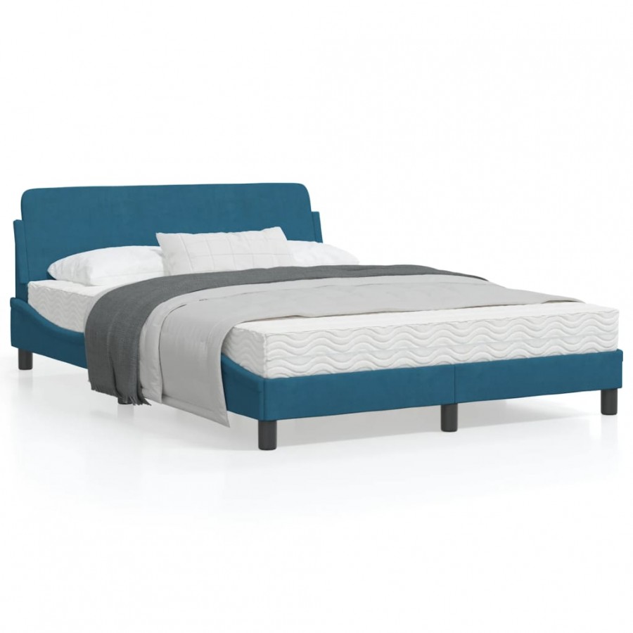 Cadre de lit avec tête de lit bleu...