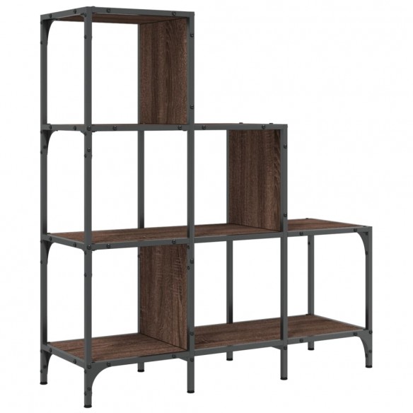 Bibliothèque chêne marron 92x30x102 cm bois ingénierie et métal