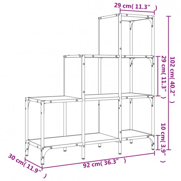 Bibliothèque chêne marron 92x30x102 cm bois ingénierie et métal