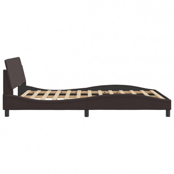 Cadre de lit avec tête de lit Marron foncé 140x190 cm Tissu