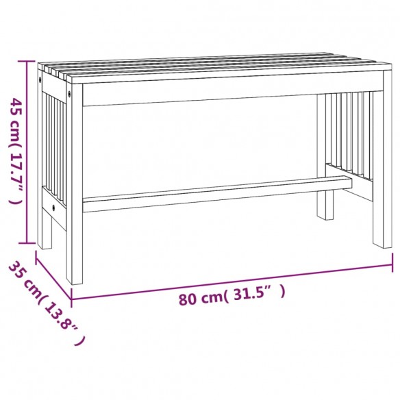 Banc de jardin 80 cm bois massif d'eucalyptus