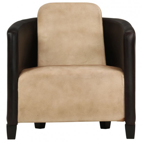 Fauteuil Brun roux et noir Cuir véritable