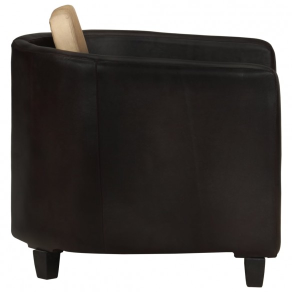 Fauteuil Brun roux et noir Cuir véritable