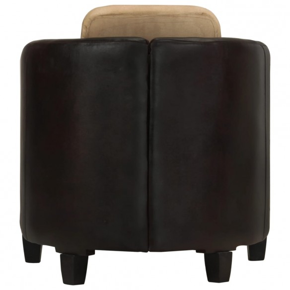 Fauteuil Brun roux et noir Cuir véritable