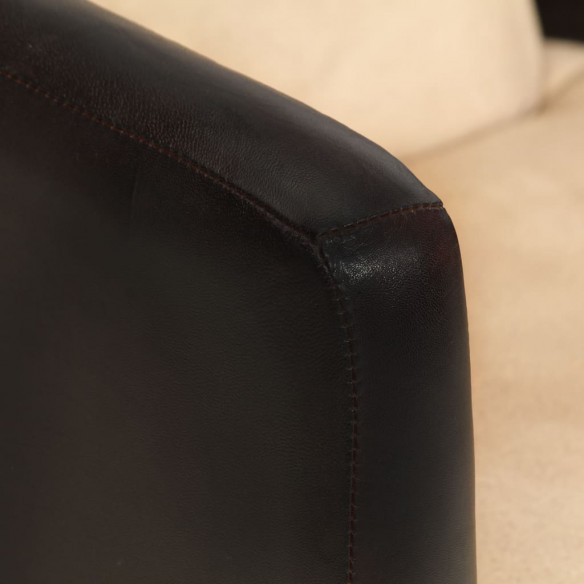 Fauteuil Brun roux et noir Cuir véritable