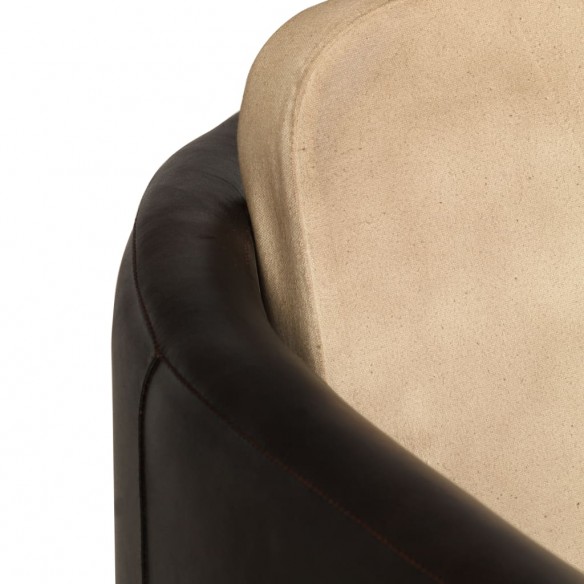 Fauteuil Brun roux et noir Cuir véritable