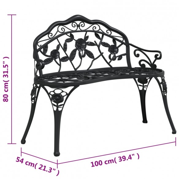 Banc de jardin 100 cm Aluminium coulé Noir