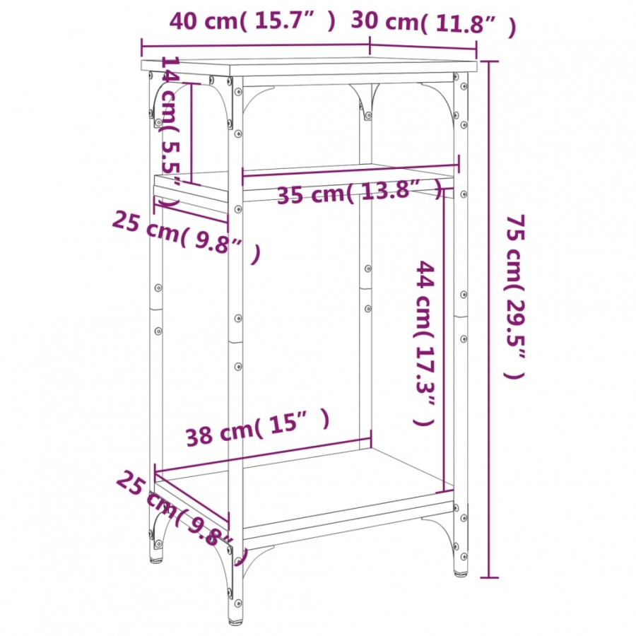 Table d'appoint Noir 40x30x75 cm 