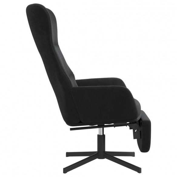 Chaise de relaxation avec repose-pied Noir Velours