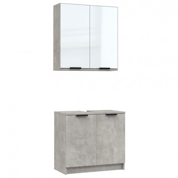 Meubles de salle de bain 2 pcs Gris béton Bois d'ingénierie