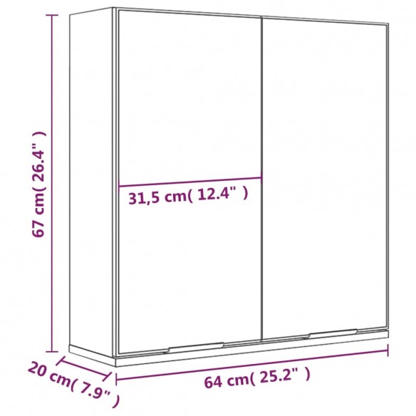 Armoire à miroir de salle de bain Sonoma gris 64x20x67 cm