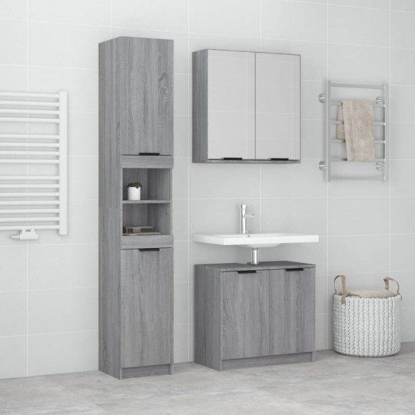 Ensemble d'armoires de salle de bain 3 pcs sonoma gris