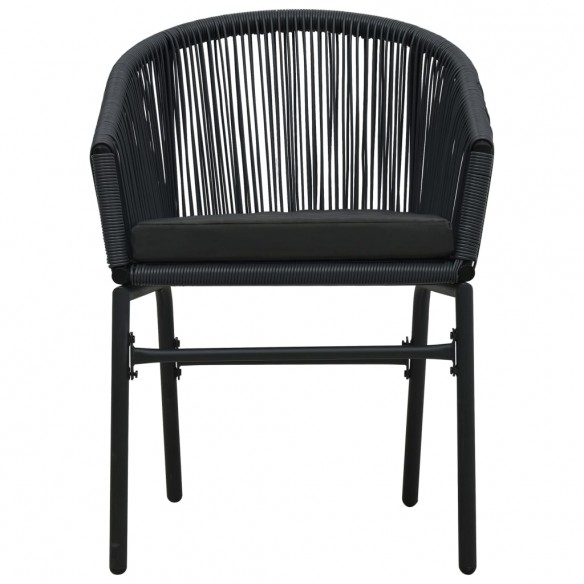 Chaises de jardin 2 pcs Noir Rotin PE