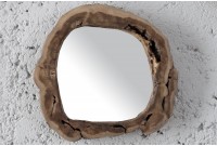 Miroir rond individuel 20 cm en bois teck