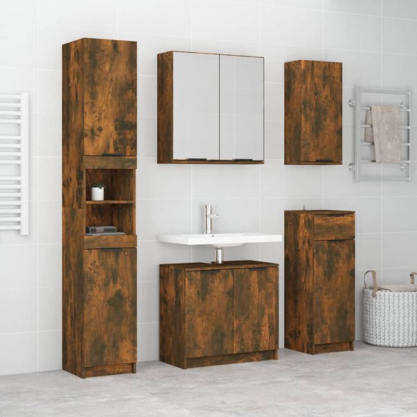 Meubles de salle de bain 5 pcs Chêne fumé Bois d'ingénierie