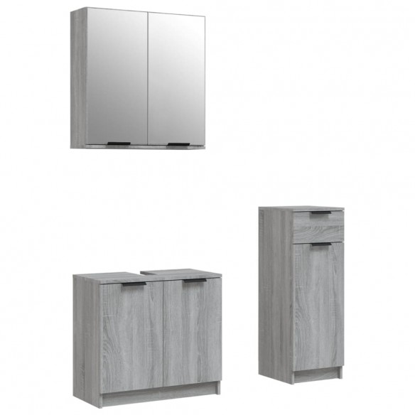 Ensemble d'armoires de salle de bain 3 pcs sonoma gris