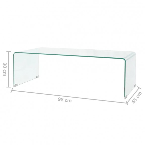 Table basse 98x45x30 cm Verre trempé Transparent