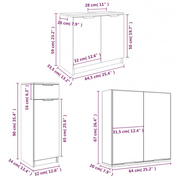 Meubles de salle de bain 4 pcs Blanc brillant Bois d'ingénierie