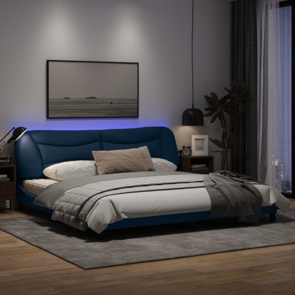 Cadre de lit avec lumières LED bleu 200x200 cm tissu