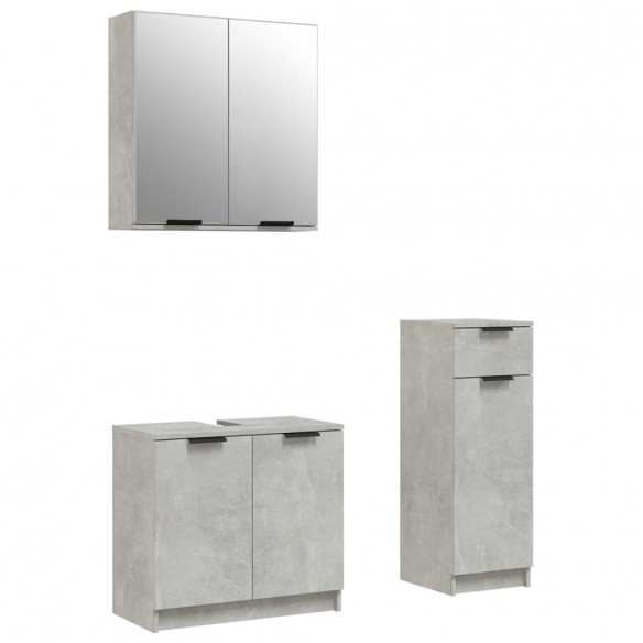 Ensemble d'armoires de salle de bain 3 pcs gris béton