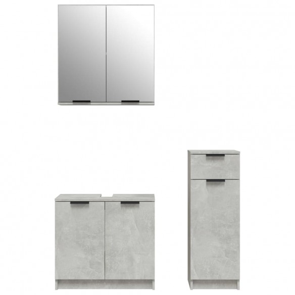 Ensemble d'armoires de salle de bain 3 pcs gris béton