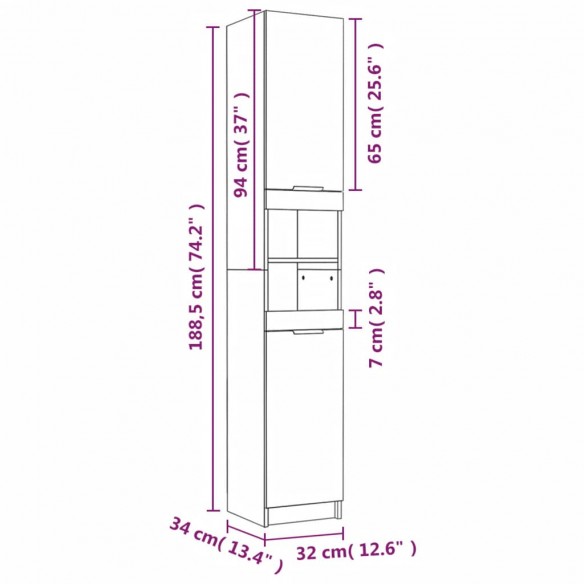 Ensemble d'armoires de salle de bain 4 pcs sonoma gris