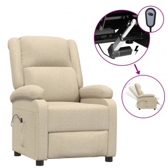 Fauteuil inclinable électrique Crème Tissu