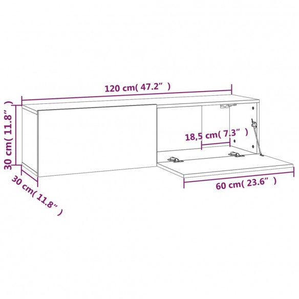 Armoire murale TV Chêne marron 120x30x30 cm Bois d'ingénierie