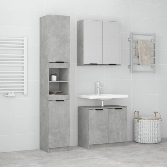 Ensemble d'armoires de salle de bain 3 pcs gris béton