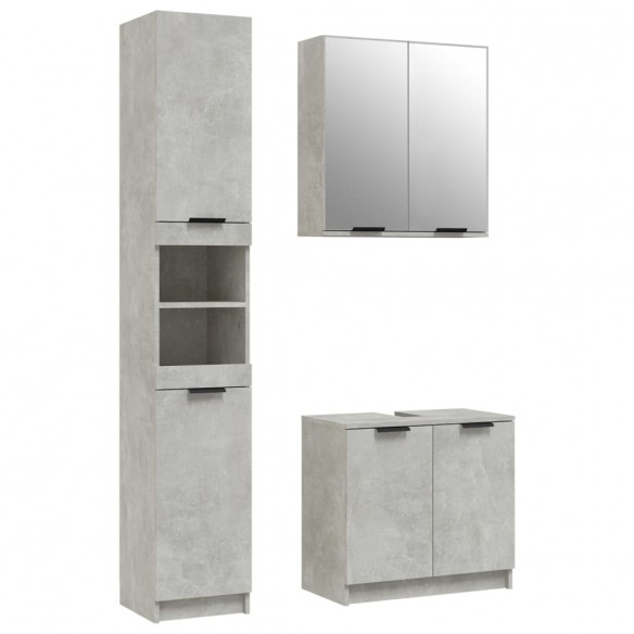 Ensemble d'armoires de salle de bain 3 pcs gris béton