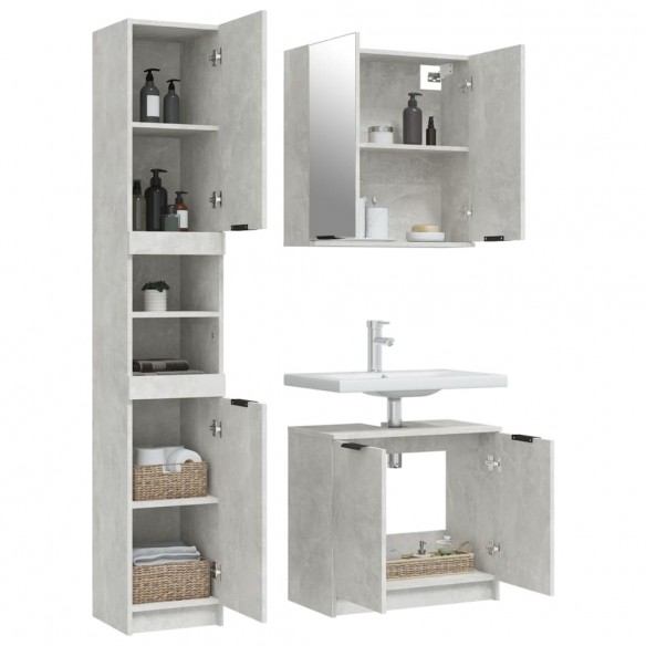 Ensemble d'armoires de salle de bain 3 pcs gris béton