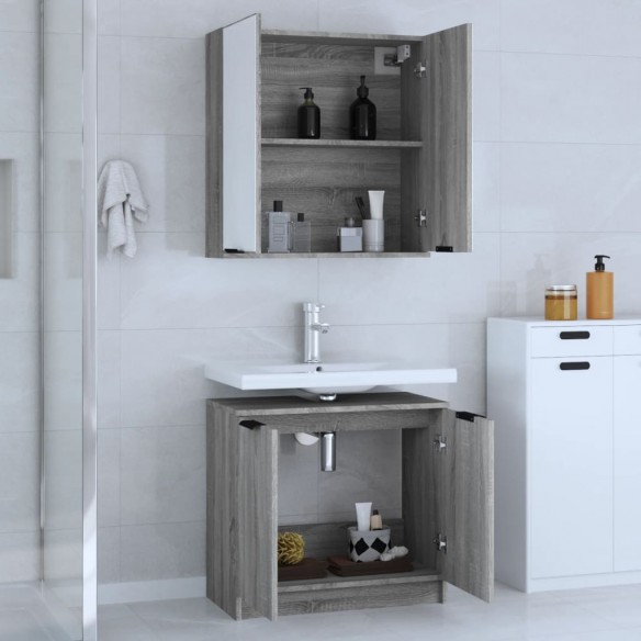 Ensemble d'armoires de salle de bain 2 pcs sonoma gris