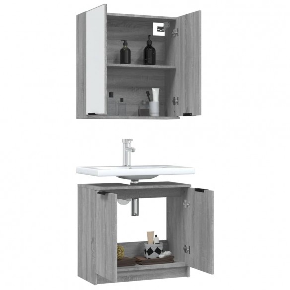 Ensemble d'armoires de salle de bain 2 pcs sonoma gris