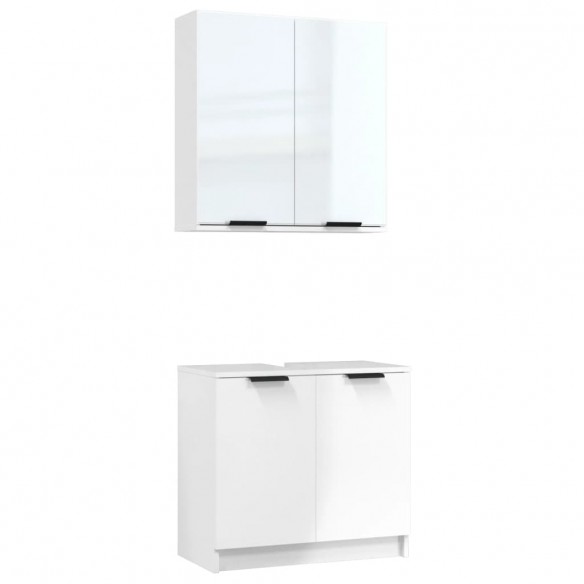 Meubles de salle de bain 2 pcs Blanc brillant Bois d'ingénierie