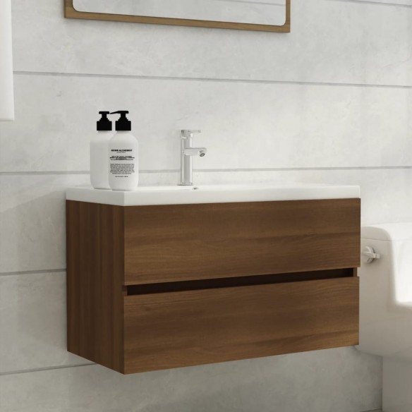 Armoire de lavabo Chêne marron 80x38,5x45 cm Bois d'ingénierie