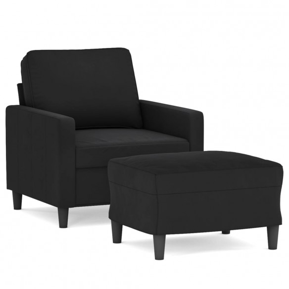 Fauteuil avec repose-pied Noir 60 cm Velours