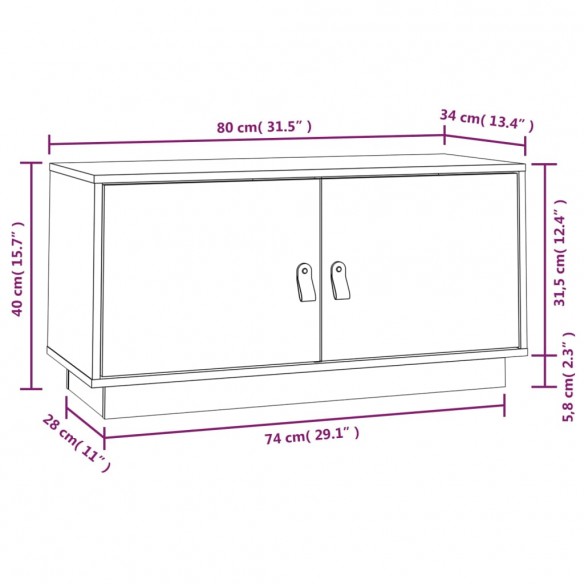 Meuble TV 80x34x40 cm Bois de pin massif